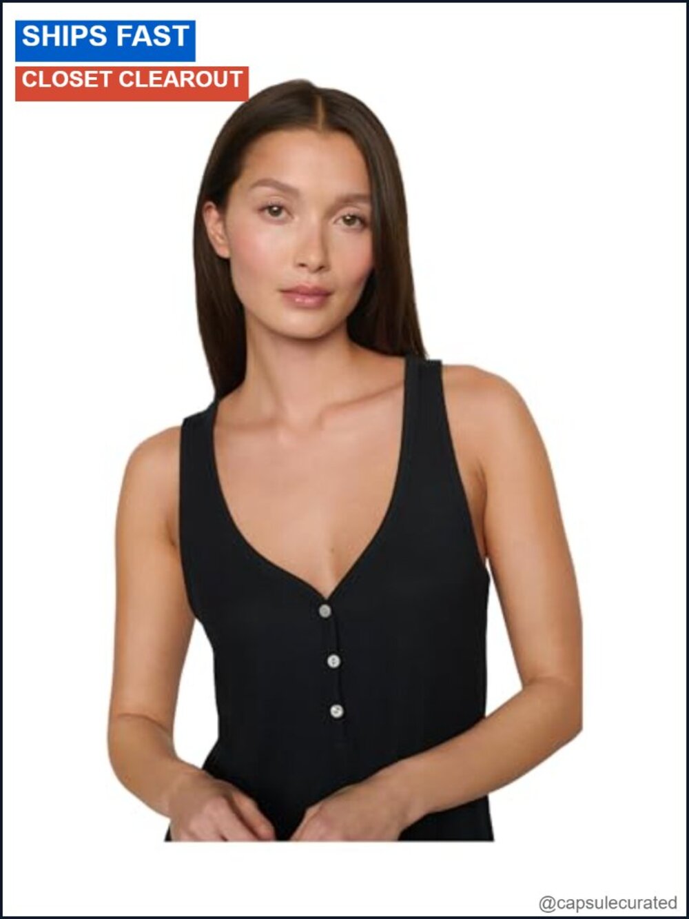 Eberjey Dream Rib V-Neck Tank Tencel Modal Button Front Sleeveless